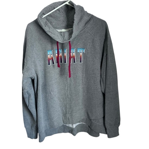 Ariat Tops - Ariat Gray Hoodie with Multicolor Logo